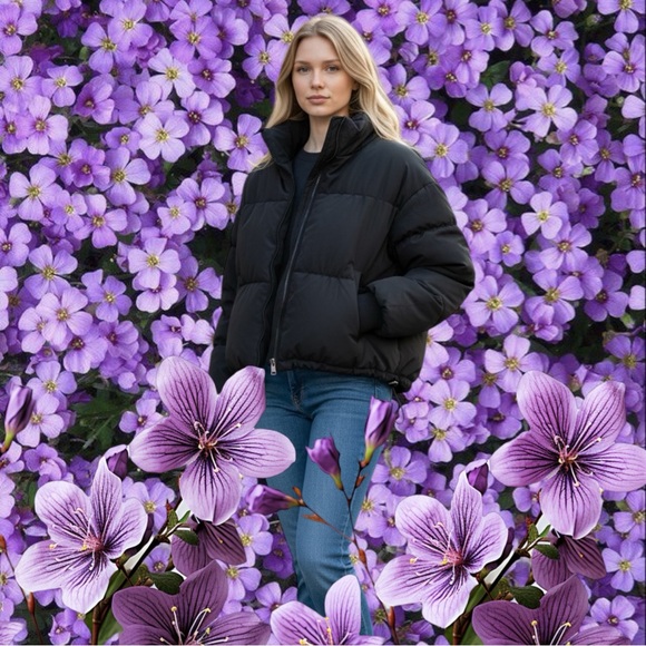 H&M Black Puffer Jacket - Women's Insulated Coat - Picture 3 of 14